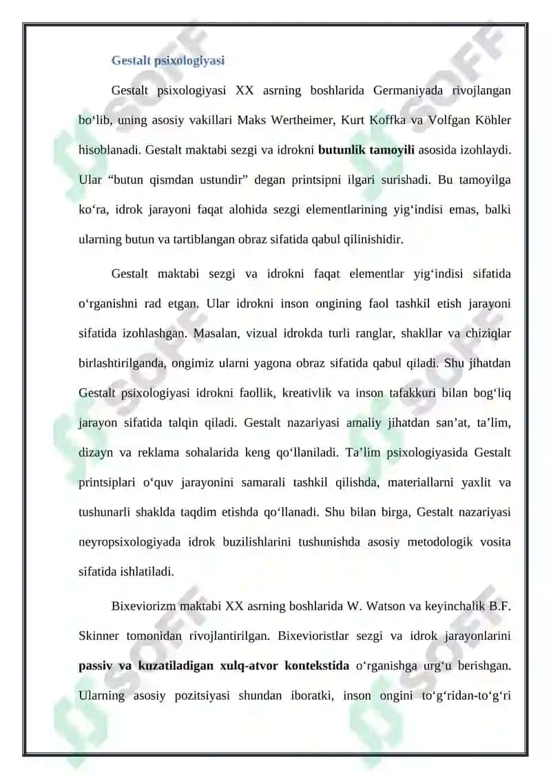Sezgi va idrokni o‘rganishdagi yondashuvlar 8