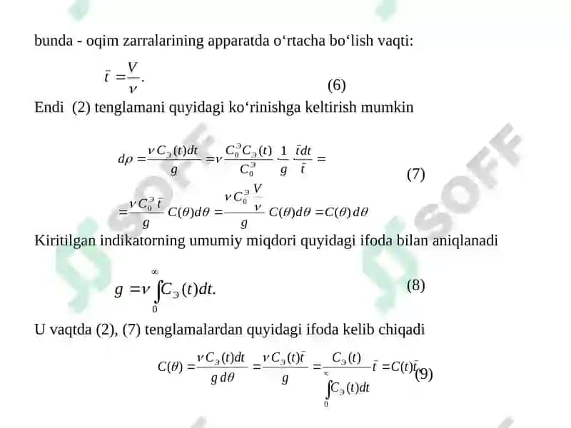 MA’RUZA № 2APPARATDAGI OQIMLAR STRUKTURASINING MATEMATIK TAVSIFI 8
