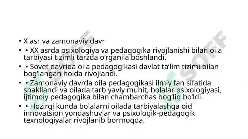 Oila pedagogikasining predmeti, maqsadi va vazifalari 8