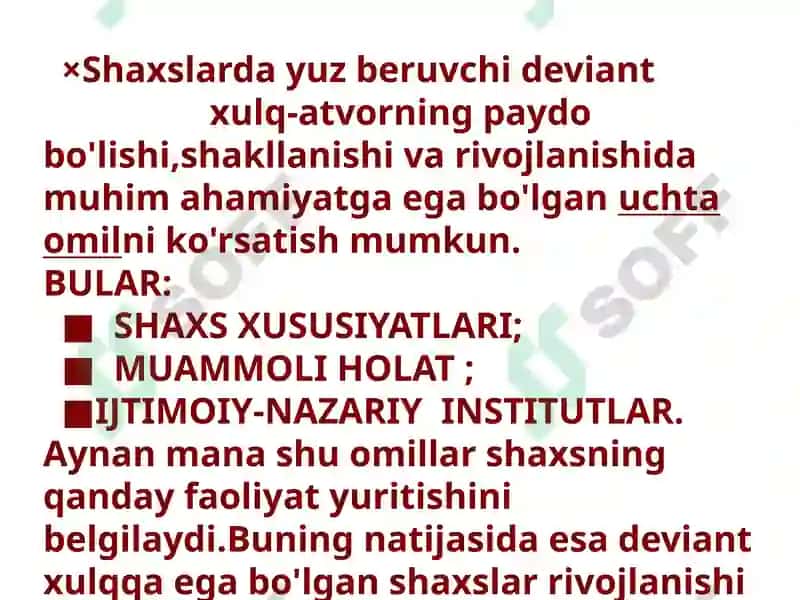 FAN:XULQIOG'ISHGANBOLALARPSIXOLOGIYASI 8