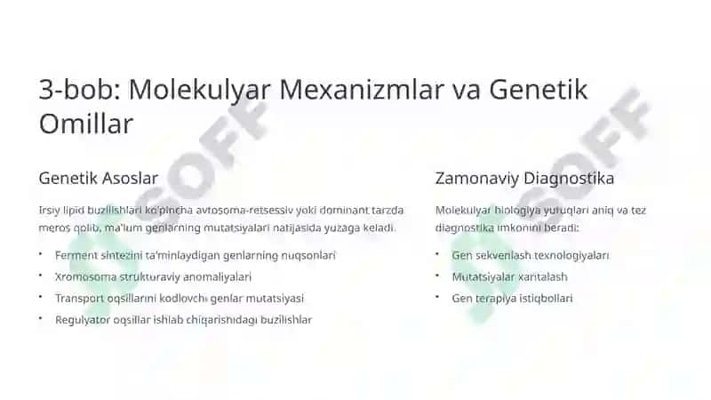 Yog'lar Almashinuvidagi Irsiy Buzilishlar: Molekuladan Klinikagacha 8