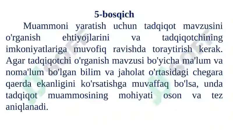 Tadqiqotusullar va ko'nikmalar 8