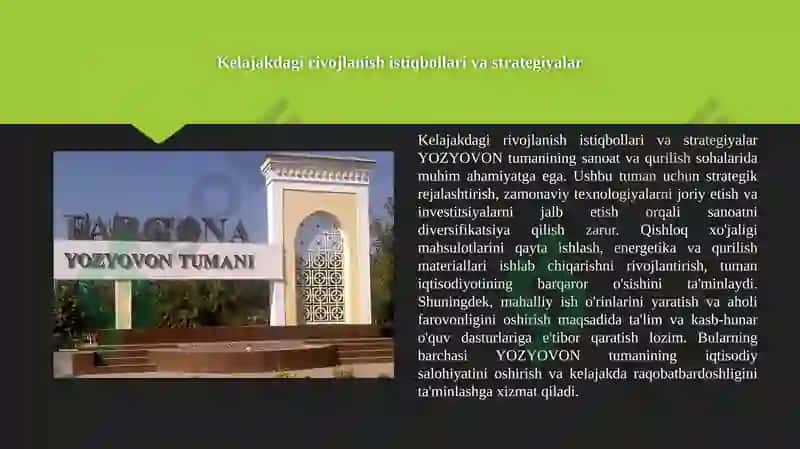 YOZYOVON TUMANINING SANOAT VA QURILISH STATISTIKASI 8