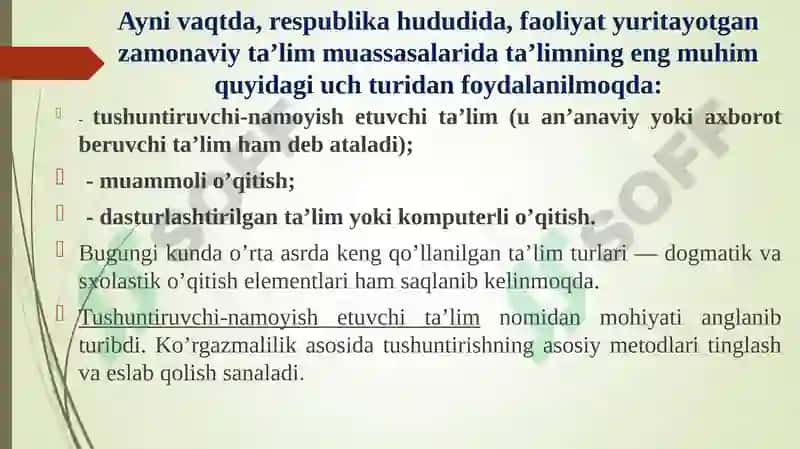 Ta'limning Tashkiliy Shakllari va Metodlari 8
