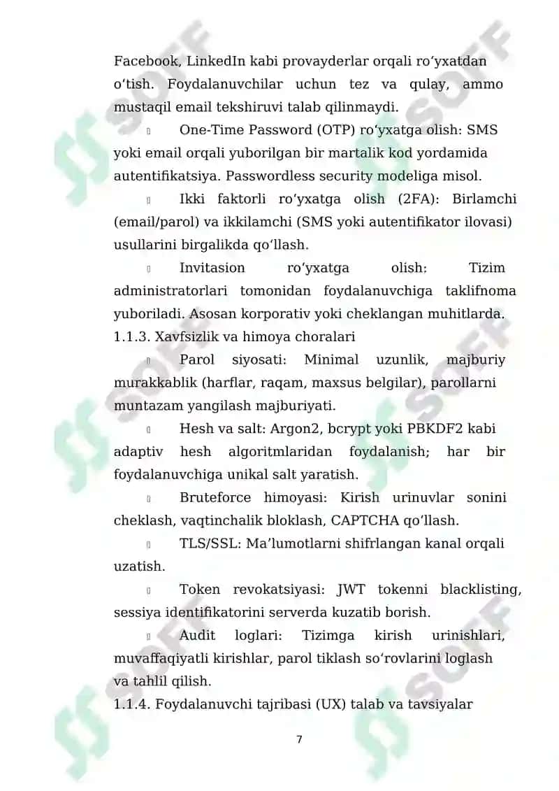 Foydalanuvchi ro’yhatga olish tizimi 8