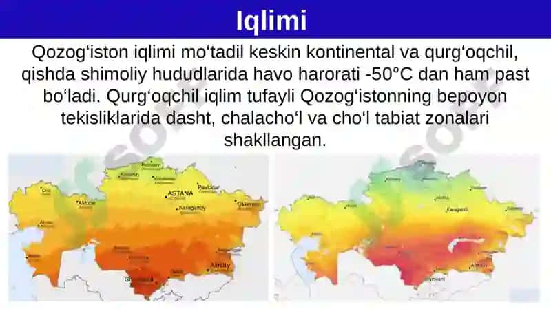 Qozog‘iston Respublikasi 9-sinf GEOGRAFIYA 8