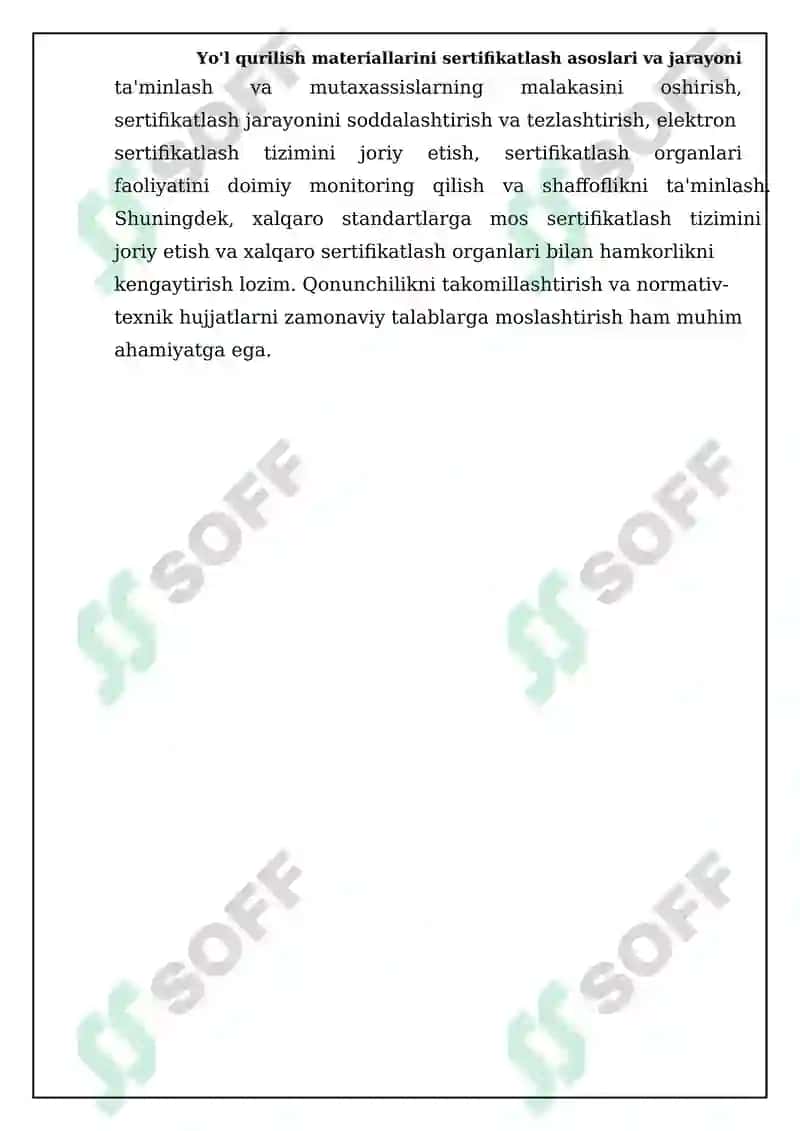 Yo'l qurilish materiallarini sertifikatlashtirishning tamoyillari va asosiy masalalari 8