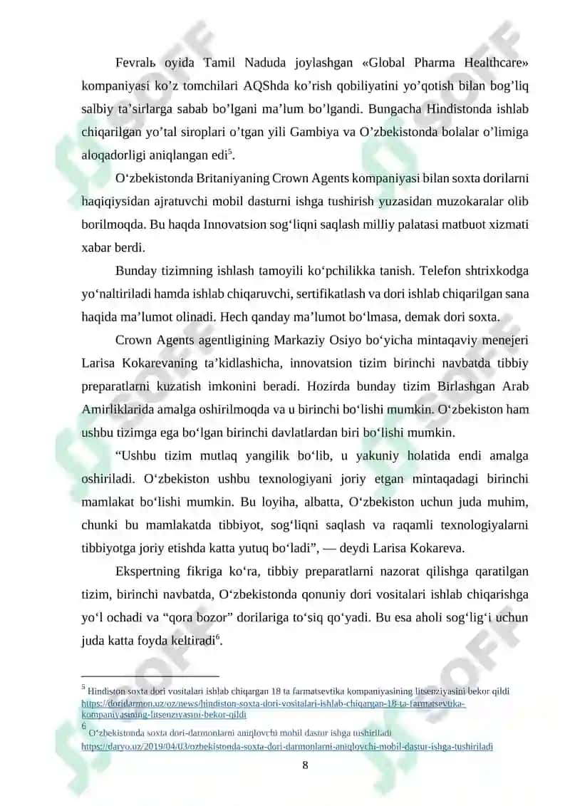 SOXTA DORI VOSITALARINI ISHLAB CHIQARISH VA MUOMALAGA CHIQARISH UCHUN JAVOBGARLIK 8