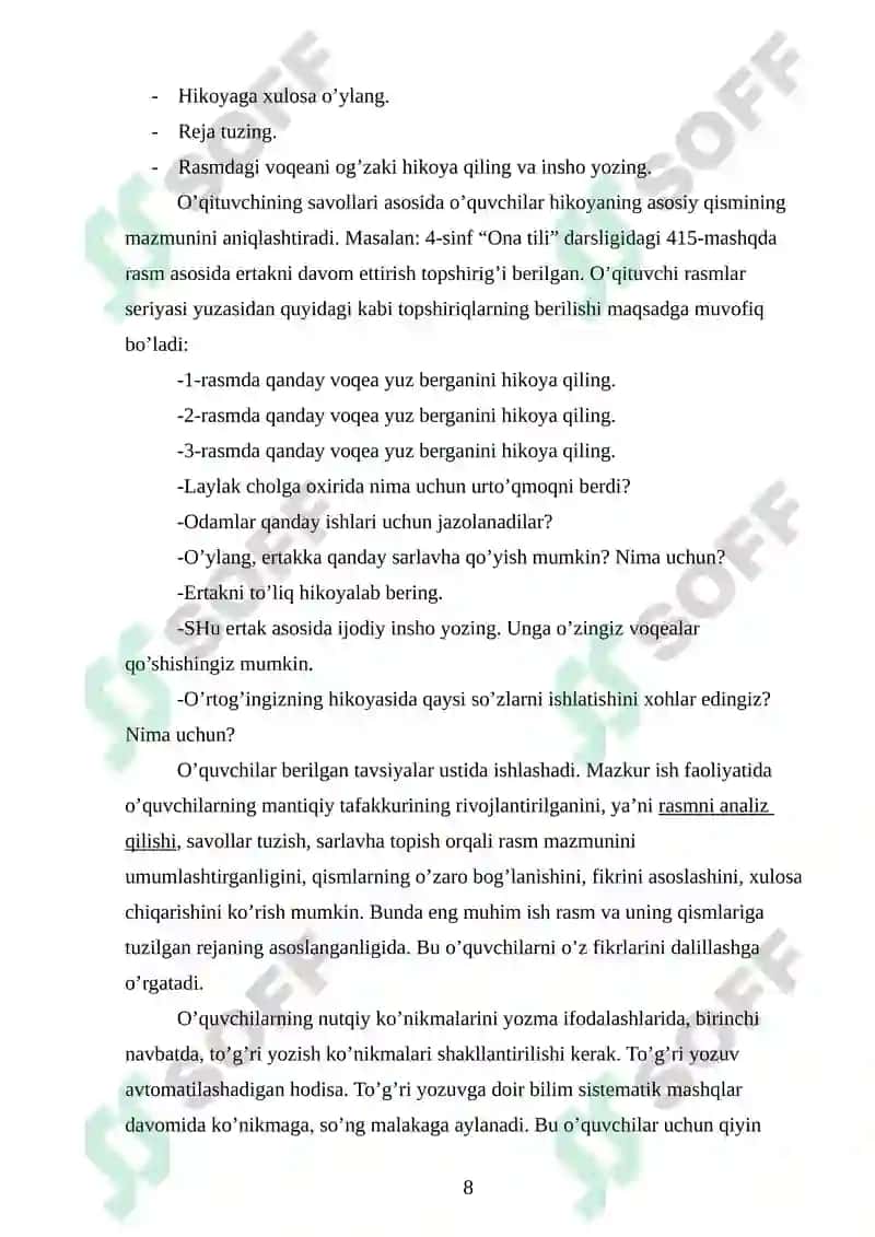 Boshlang`ich sinflarda insho yozishga o`rgatish 8