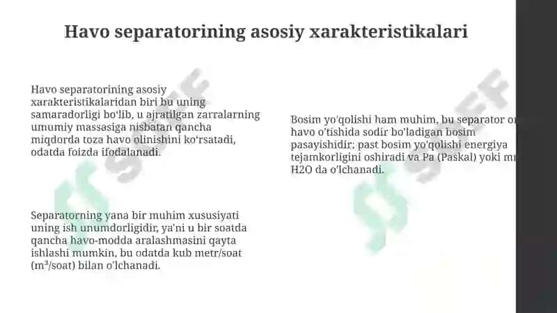 Pnevmoaspirator va xavo separatorlari 8