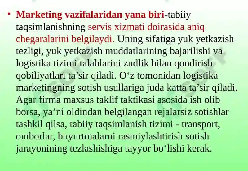 LOGISTIKA va MARKETING 8