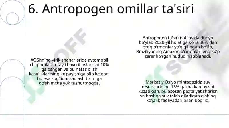 Suv resurslarining tabiiy va antropogen omillar taʼsirida sarflanishi 8