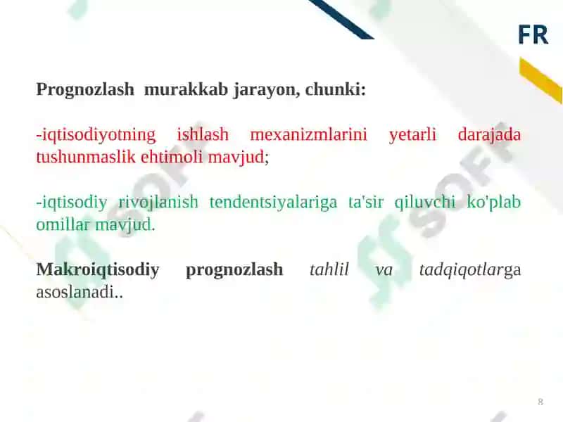 Makroiqtisodiy tahlil va prognozlash 8