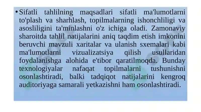 Sifatlima'lumotlarni tahlil qilish ma’ruza(M)№6 8