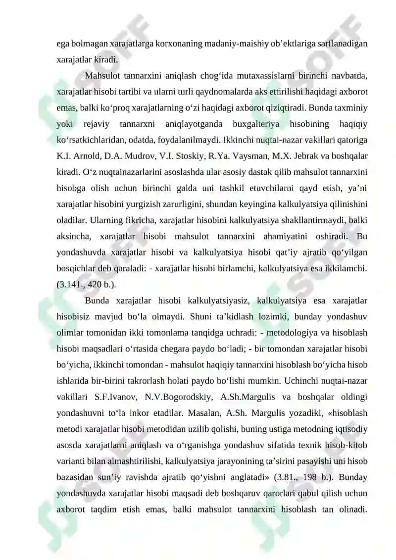 Ishlab chiqarish tannarxini haqiqiy xarajatlar bo‘yicha hisoblash 8