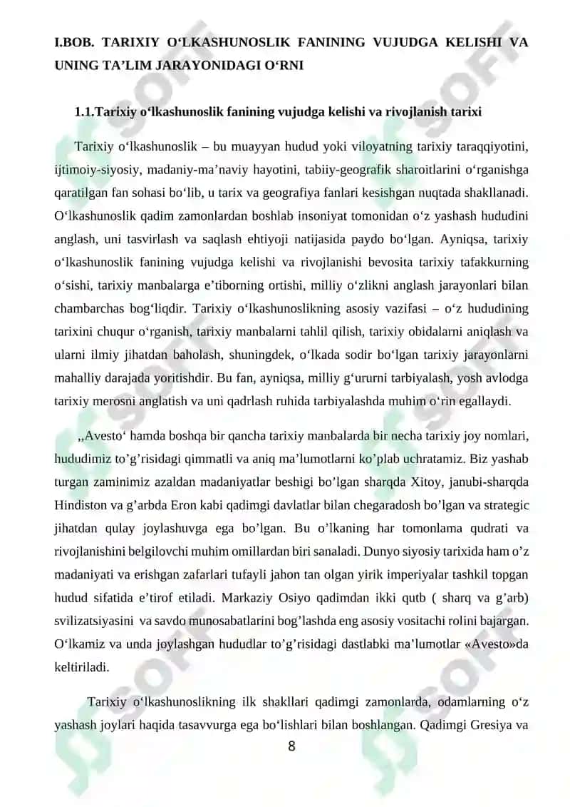 TARIXIY O’LKASHUNOSLIK FANINI O’QITISHDA MAHALLIY JOY NOMLARIDAN FOYDALANISH (JIZZAX VILOYATI MISOLIDA) 8