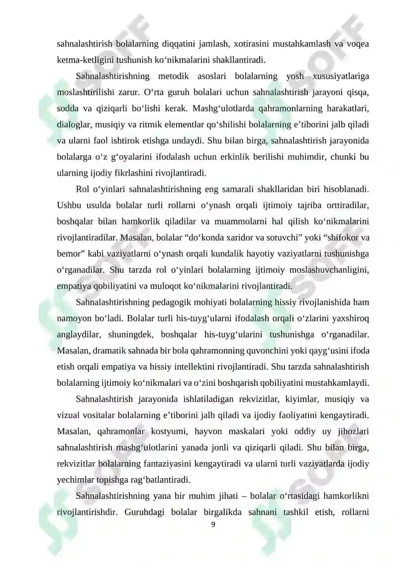 Maktabgacha ta’lim tashkilotlarida sahnalashtirish orqali oʻrta guruhlardagi bola hayotini tashkil etish 8