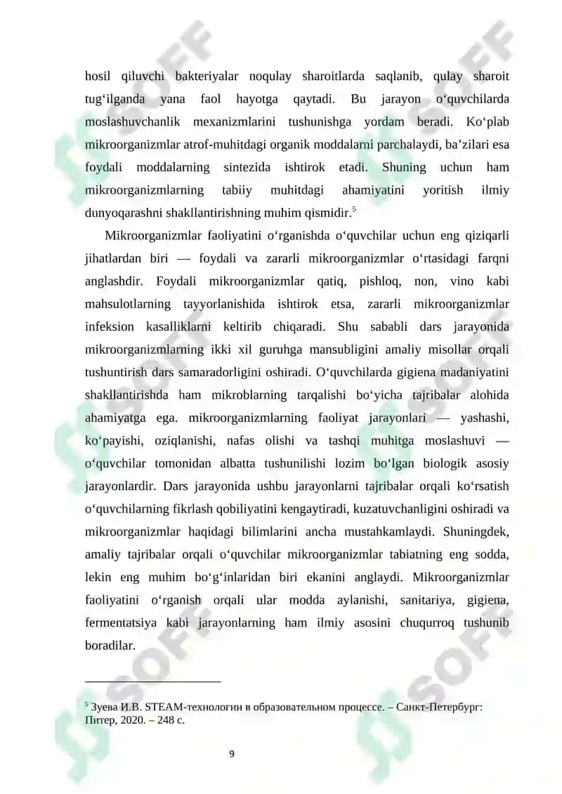 Mikroorganizmlar faoliyatiga oid tajribalarni o‘tkazish va ularni o‘quvchilarga ko‘rsatish metodikasi 8