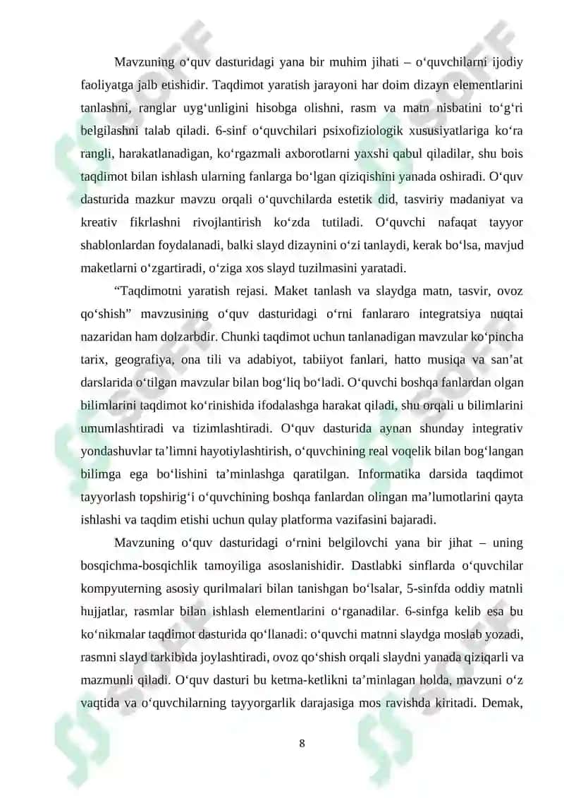 Taqdimotni yaratish rejasi. Maketni tanlash va slaydga matn, tasvir, ovoz qo‘shish 8