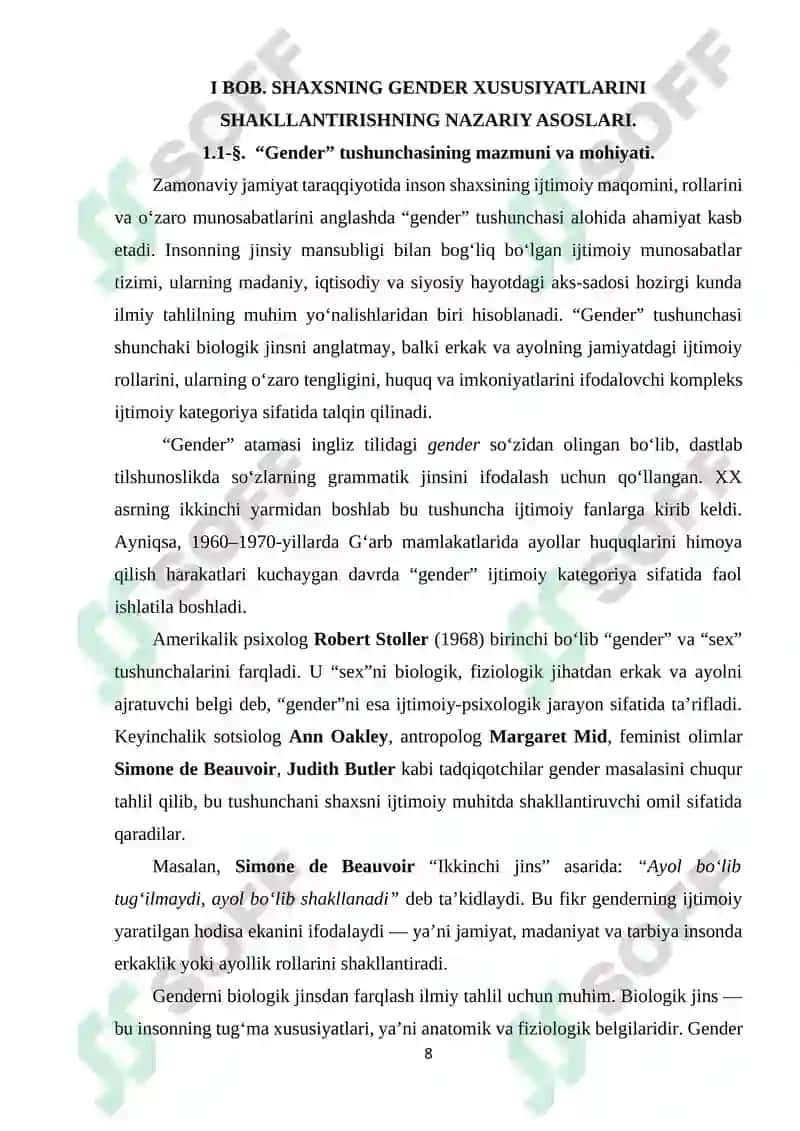 SHAXSNING GENDER XUSUSIYATLARINI SHAKLLANTIRISHGA TAʻLIM TIZIMINING TA’SIRI 8