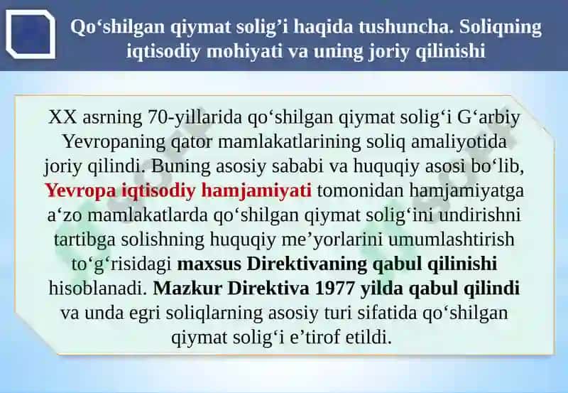 Qo‘shilgan qiymat solig‘ini hisoblash tartiblarining o‘ziga xos xususiyatlari 8
