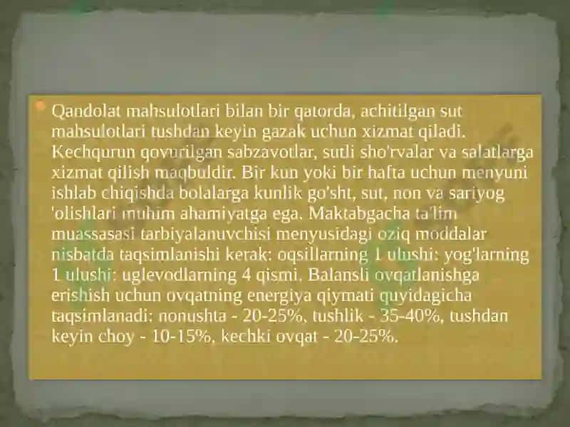 Bollalar ovqati uchu ishltiladigan oziq ovqat mahsulotlariga  umumiy talablar 8
