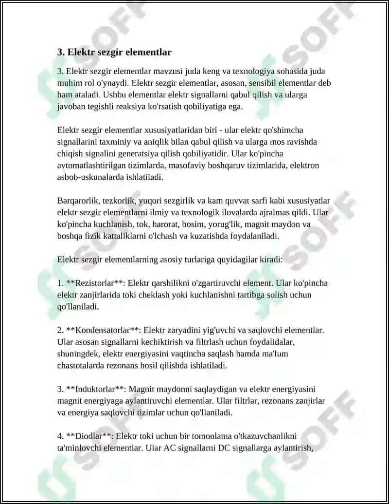BIRLAMCHI SEZGIR ELEMENTLAR VA ULARNI TURLARI,XUSUSIYATLARI 8