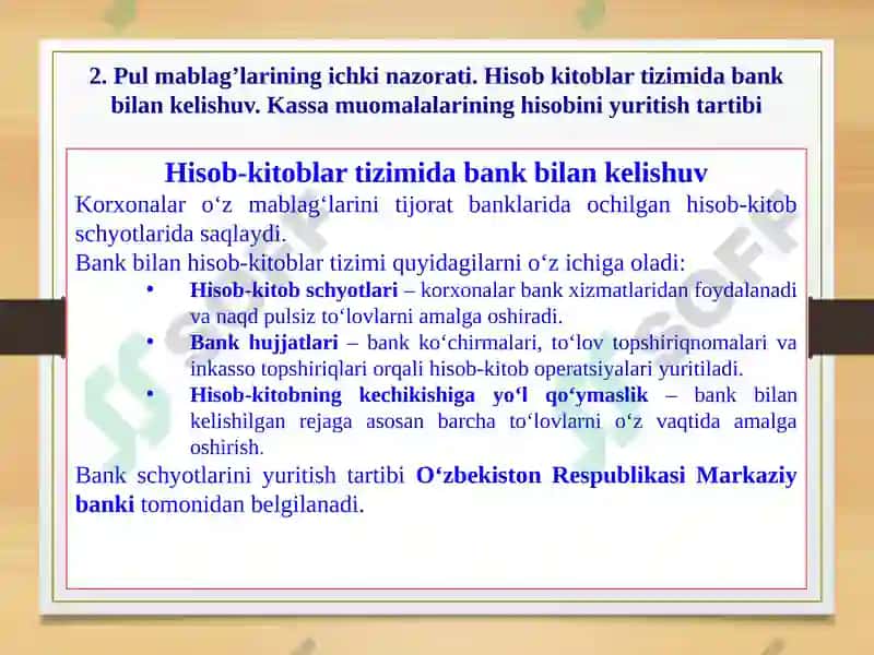 Pul mablag’lari va valyuta operatsiyalari hisobi 8