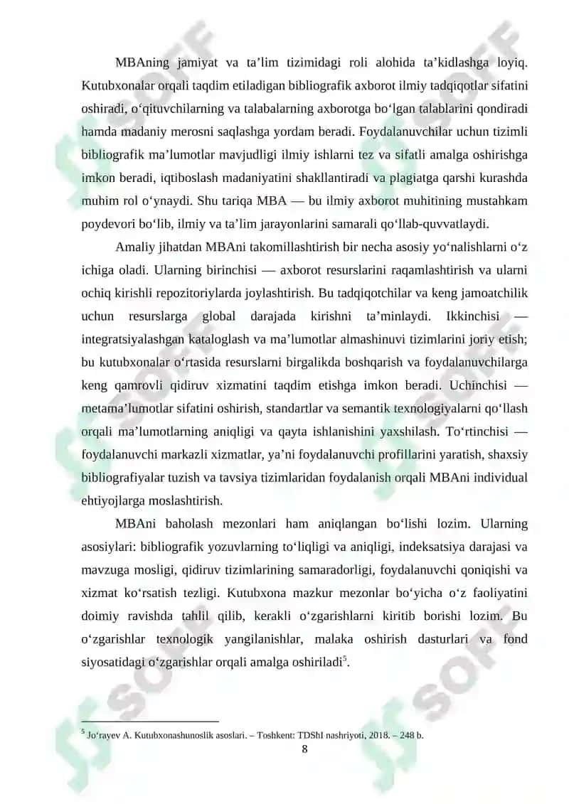 AKM va kutubxonalarning MBA (ma'lumot bibliografik axborot)tashkil etish va takomillashtirish 8
