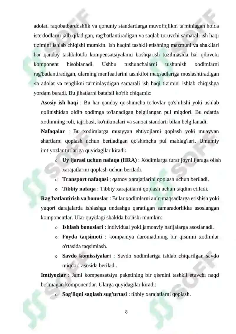 ISH HAQINING IQTISODIY MAZMUNI VA TARKIBIY QISMLARI 8
