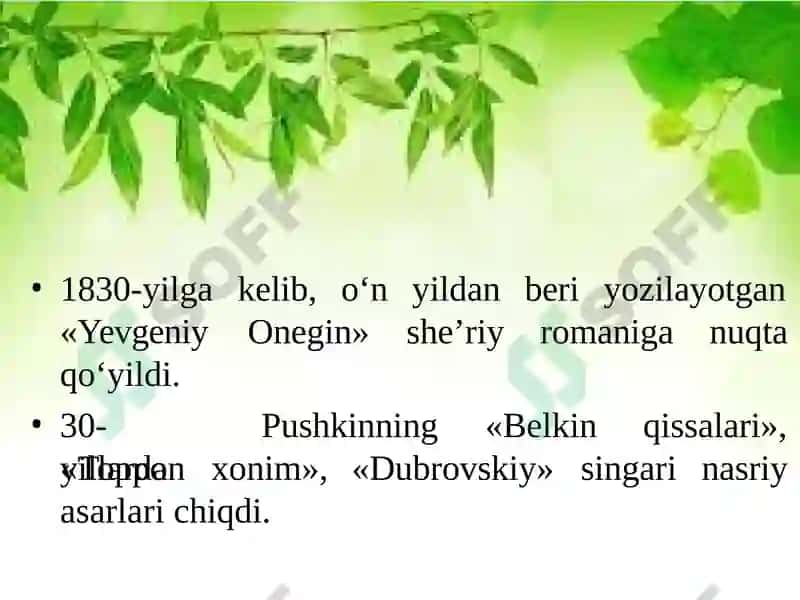 A.S. Pushkiniyodibilantanishish 8