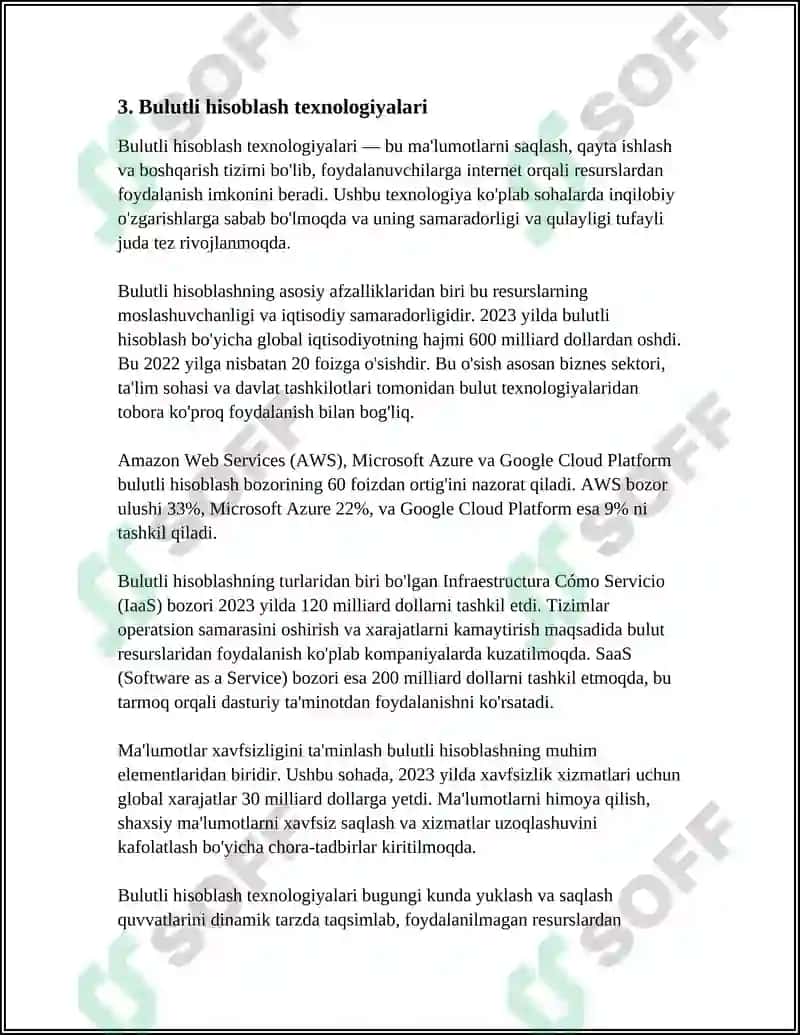 AXBOROT TIZIMIDA KATTA HAJMDAGI MA'LUMOTLAR BILAN ISHLASH TEXNOLOGIYALARI 8