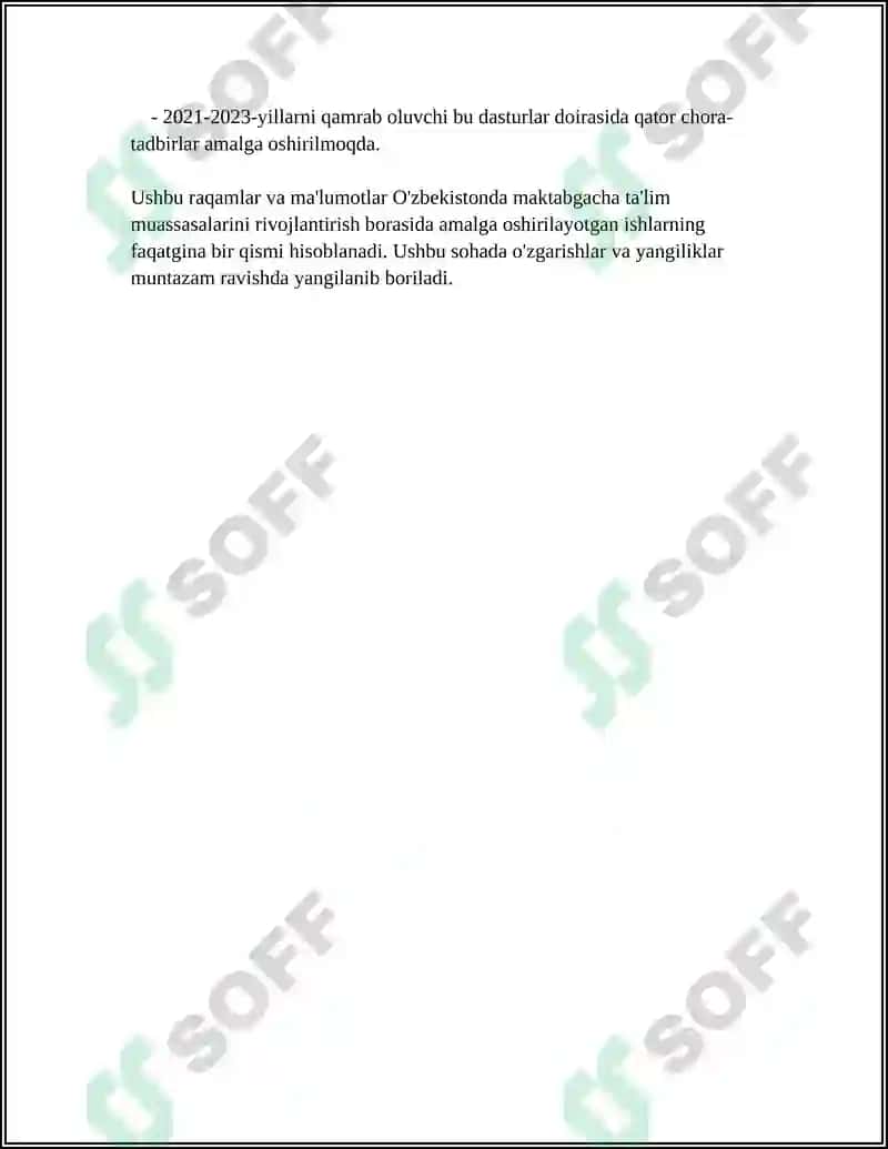 DAVLATIMIZDA YOSH AVLODNI TARBIYALASH VA SOG'LIGINI HIMOYA QILISH YO'LIDA OLIB BORAYOTGAN ISHLARI 8