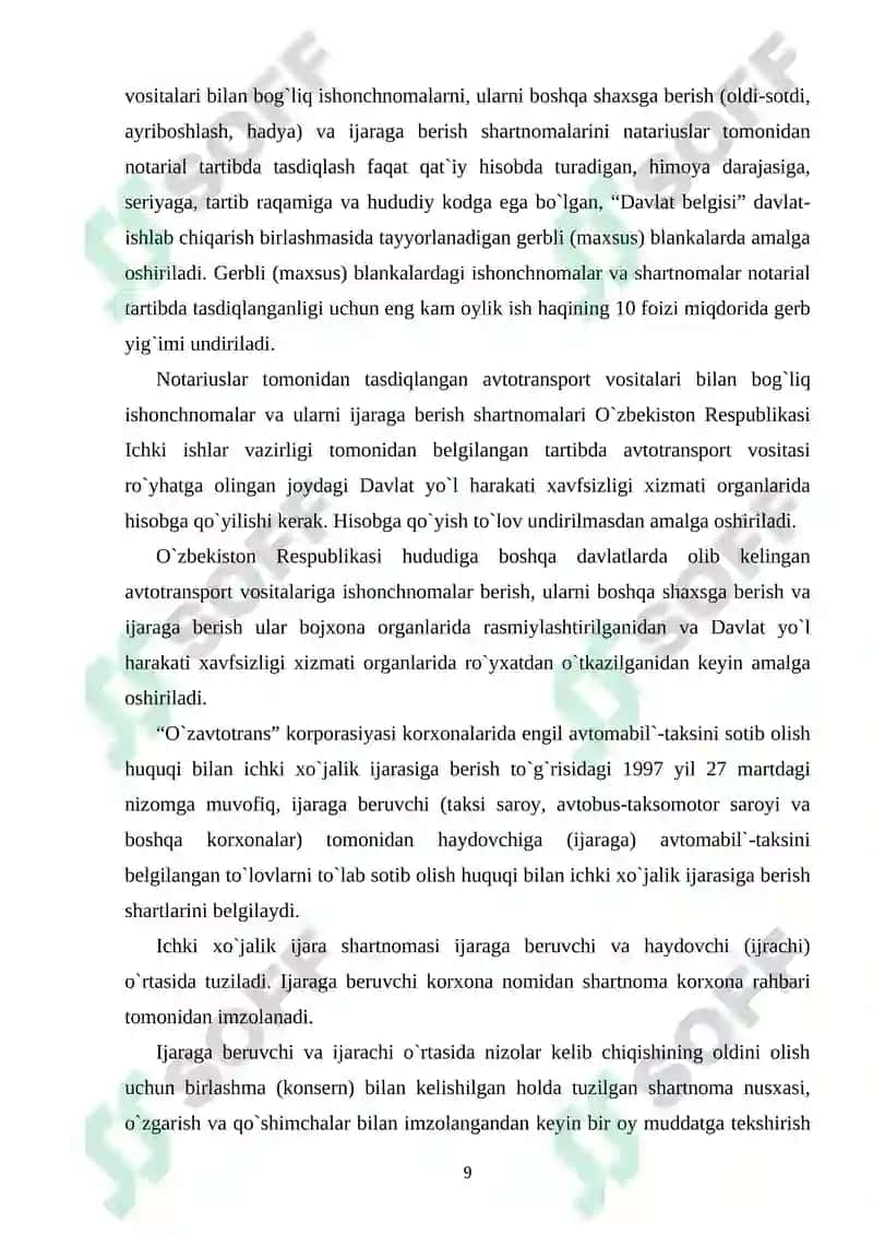 Transport Vositalari ijarasi shartnomasining fuqarolik huquqiy hususiyatlari 8