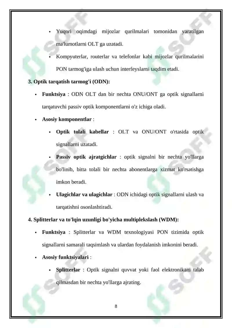 Passiv optik tarmoqni qurilish prinsipi 8