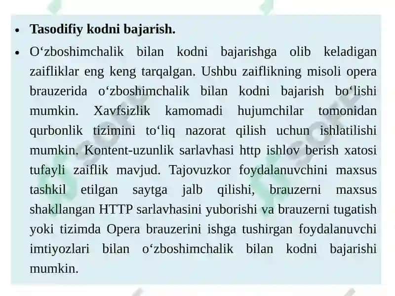 Webzaifliklarni aniqlash moduli 8
