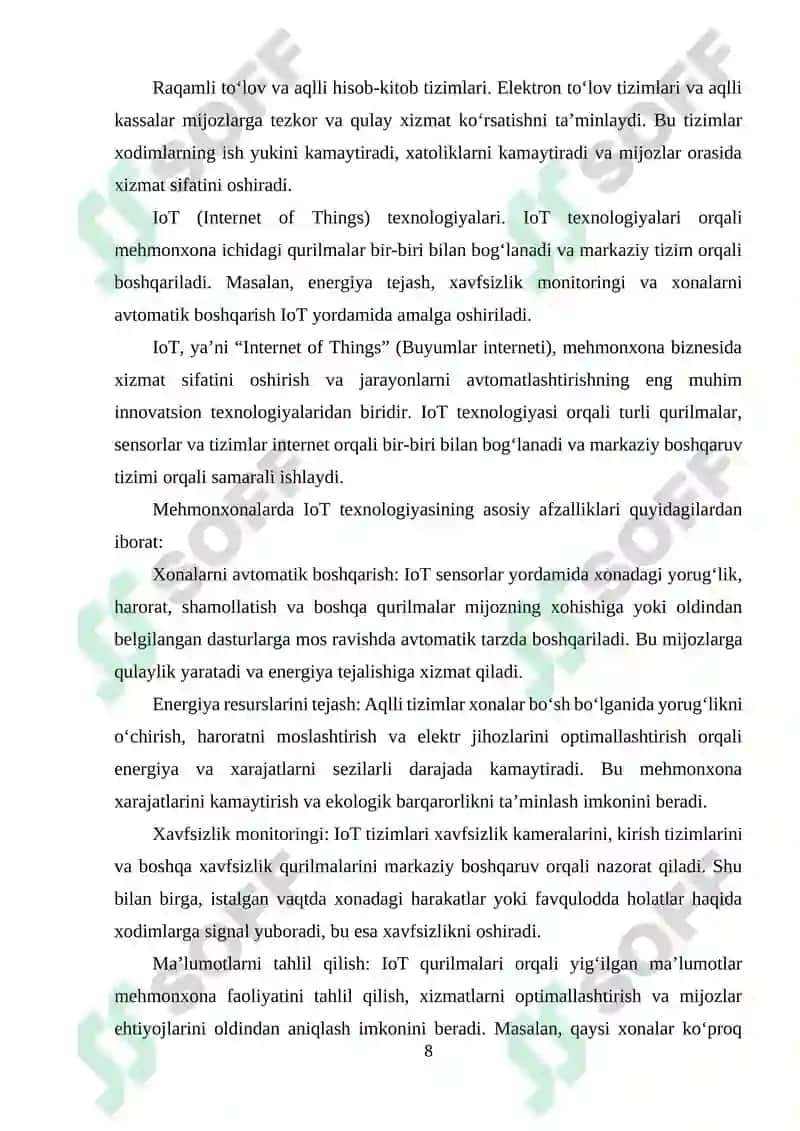 Mehmonxona xizmatlarini innovatsion rivojlanishi 8