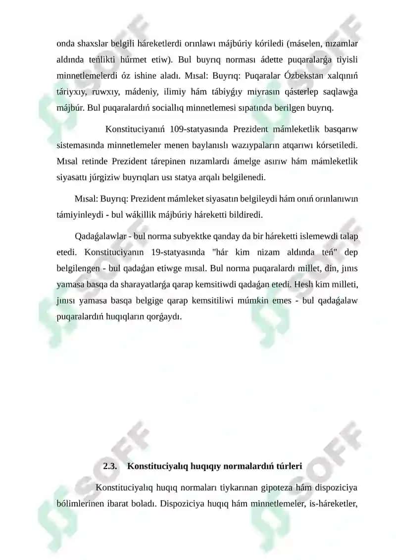 KONSTITUTSIYALÍQ HUQÍQÍY NORMALAR TÚSINIGI HÁM TÚRLERI referat 8