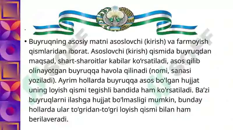 FARMOYISH HUJJATLARI  TUZILISHI VA TARKIBI 8