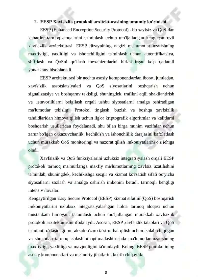 EESP QoS boshqaruvini qo'llab-quvvatlaydigan xavfsizlik protokoli 8