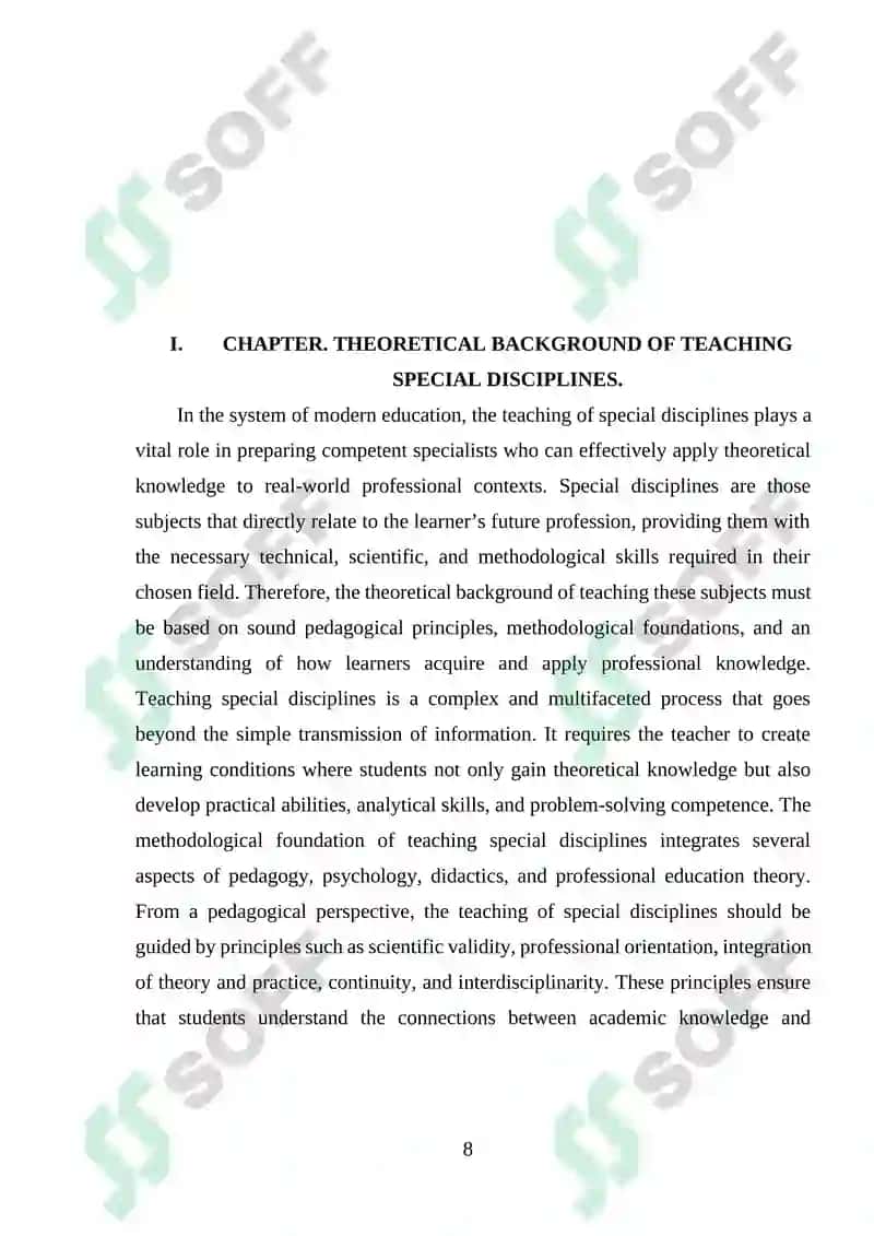 Features of the methodology of teaching special disciplines 8
