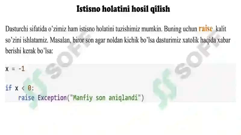 Python dasturlash tilida istisnolar 8