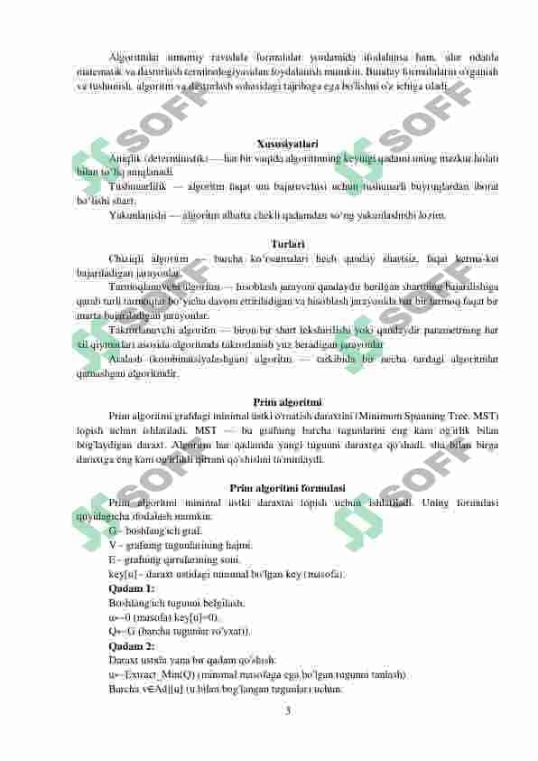 Prima-Deykstra algoritmi. Uni vaqt bo'yicha baholash mavzusi bo’yicha 3