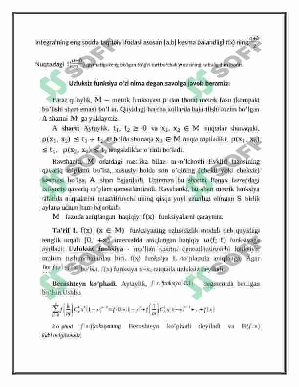 Integrallarni taqribiy hisoblashda Gauss formulalari. G‘oyasi va hatolik tartibi. Samaradorligi. 2