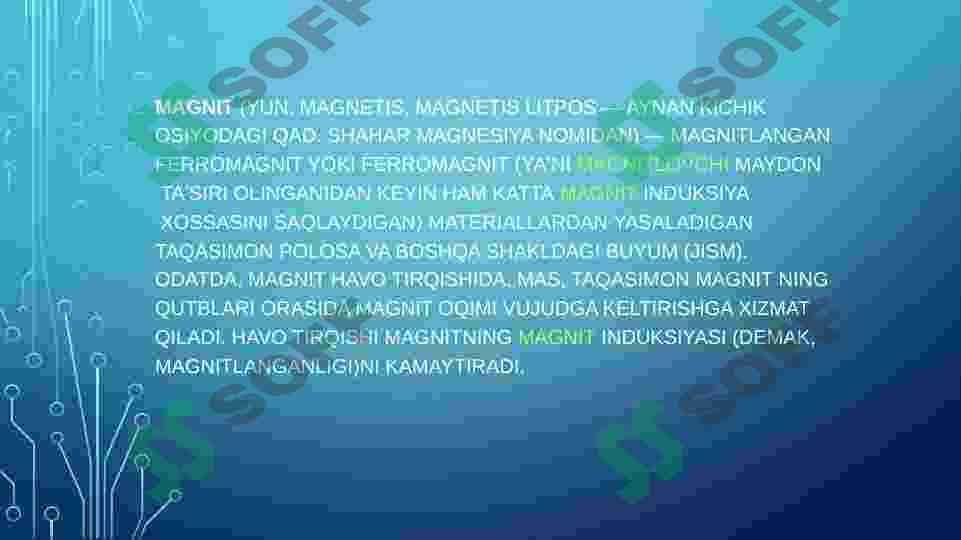 Moddalarning magnit xossalari 2