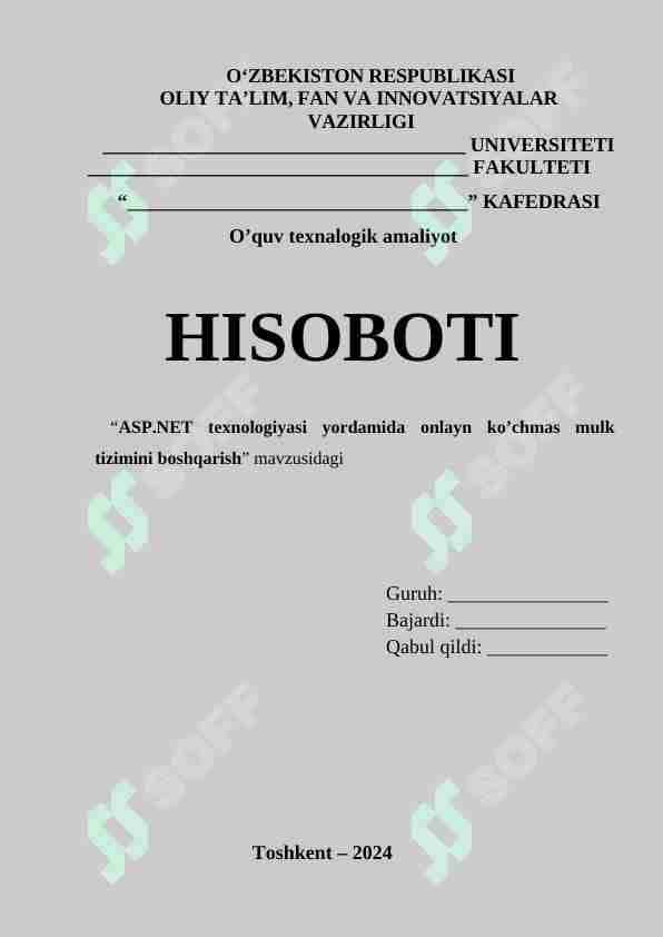 ASP.NET texnologiyasi yordamida onlayn ko’chmas mulk tizimini boshqarish