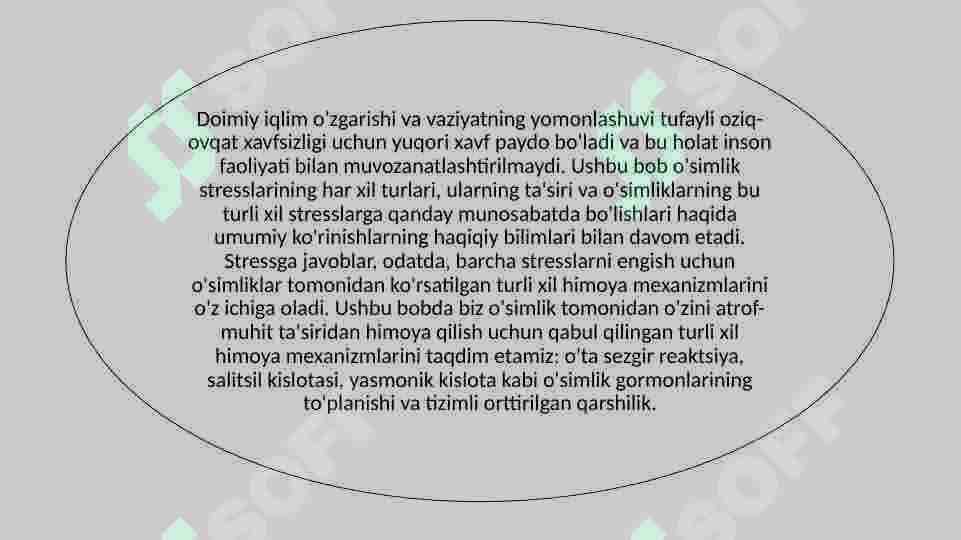 Stress fiziologiyasi, stress reaksiyalari.  Stressning har xil mexanizmlari 3