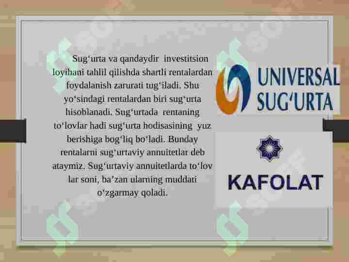Sug’urtaviy rentalar 2