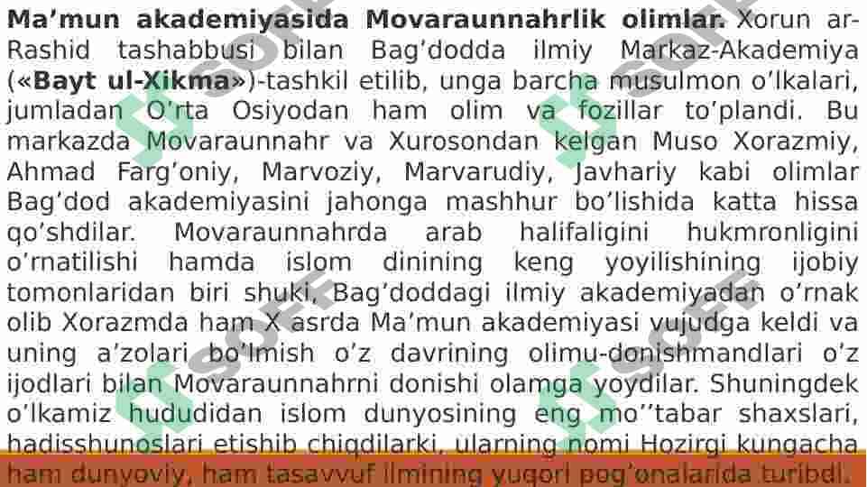 O’RTA OSIYOLIK ALLoMALARNING JAXON SVILIZATSIYASIGA QO’SHGAN HISSASI 3