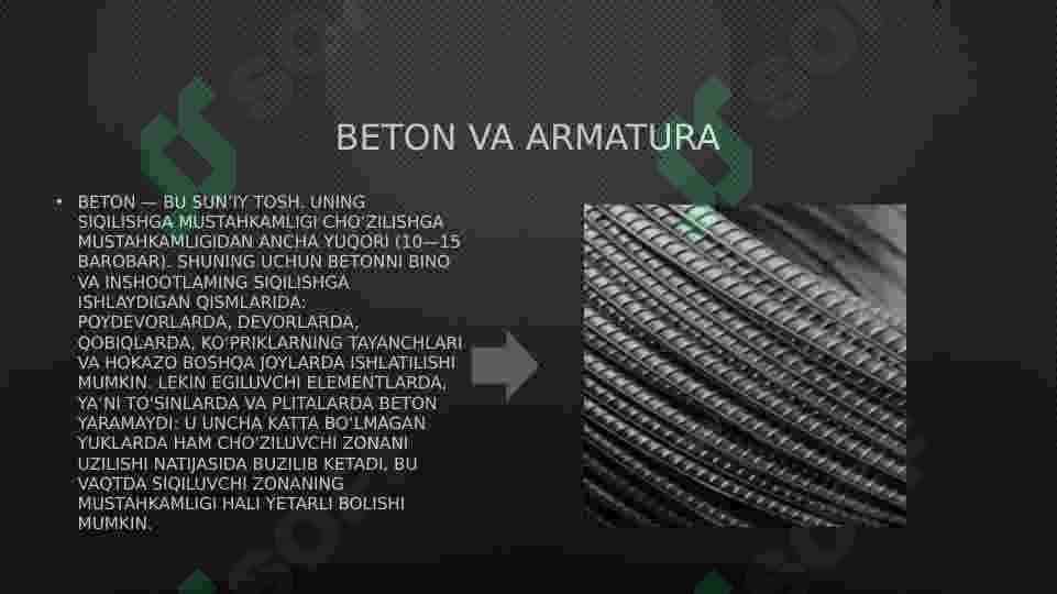 Temirbeton to'sinining o'lchamlari, beton va armaturaning sinflari, hisobiy eguvchi moment, betonning ishlash sharoiti koeffitsiyenti. 7